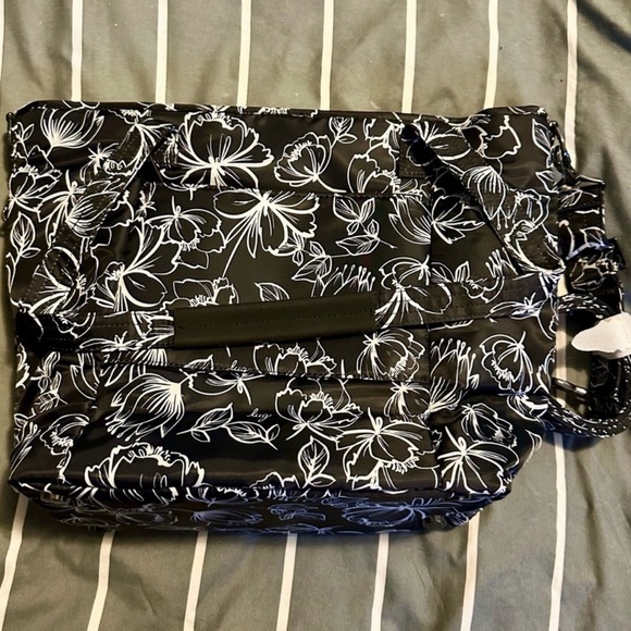 Lug Rally Tote Bag in Outline Floral Black with Micro Houndstooth Lining - Picture 9 of 9